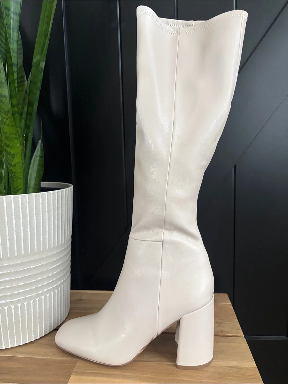 Steve Madden Cream Knee-High Boots